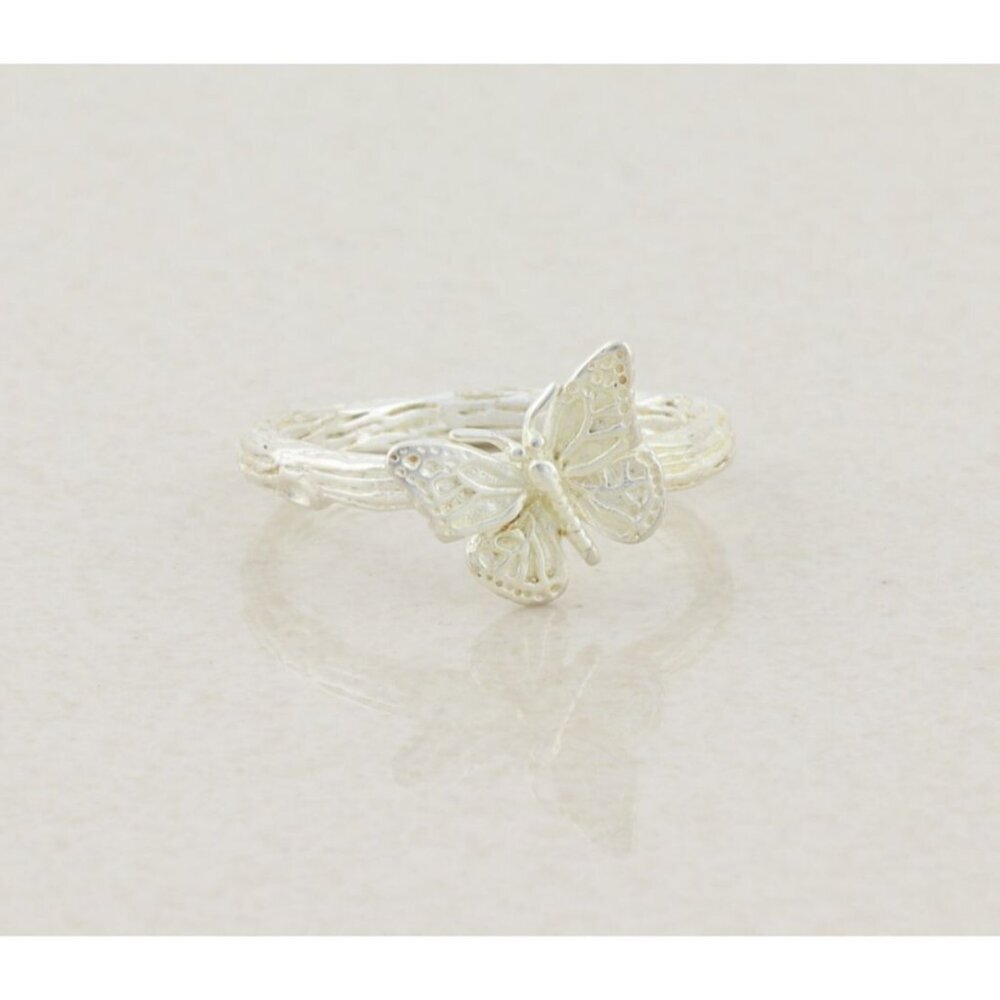Sterling Silver Textured Butterfly Ring Size 8 1/4